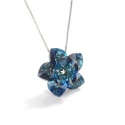 Original Crystals from Austria Flower Pendant Necklace For Women Silver Color Hearts DIY Collares Jewelry Lovers