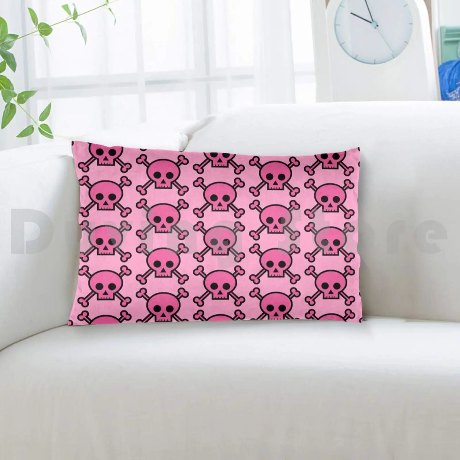Pink Skull And Crossbones Emo Girl Pillow Case Printed 35x50 Pink Punk Rock Emo Skull Skulls Pattern Cute - view 4