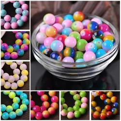 Round 6mm 8mm 10mm 12mm Bicolor Coated Opaque Glass Loose Crafts Beads lot for Jewelry Making DIY Findings