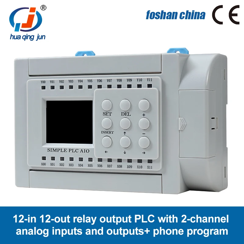 

Huaqingjun 12-in 12-out Relay Output 2AI 2AO 0-10V 0-20mA WIFI PLC for Smart Home