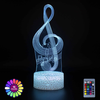 Novelty LED Lamp Creative 3D Musical Note Home Bedroom Decor Bedside Acrylic Table Lamp Touch Remote Control Night Light Gift