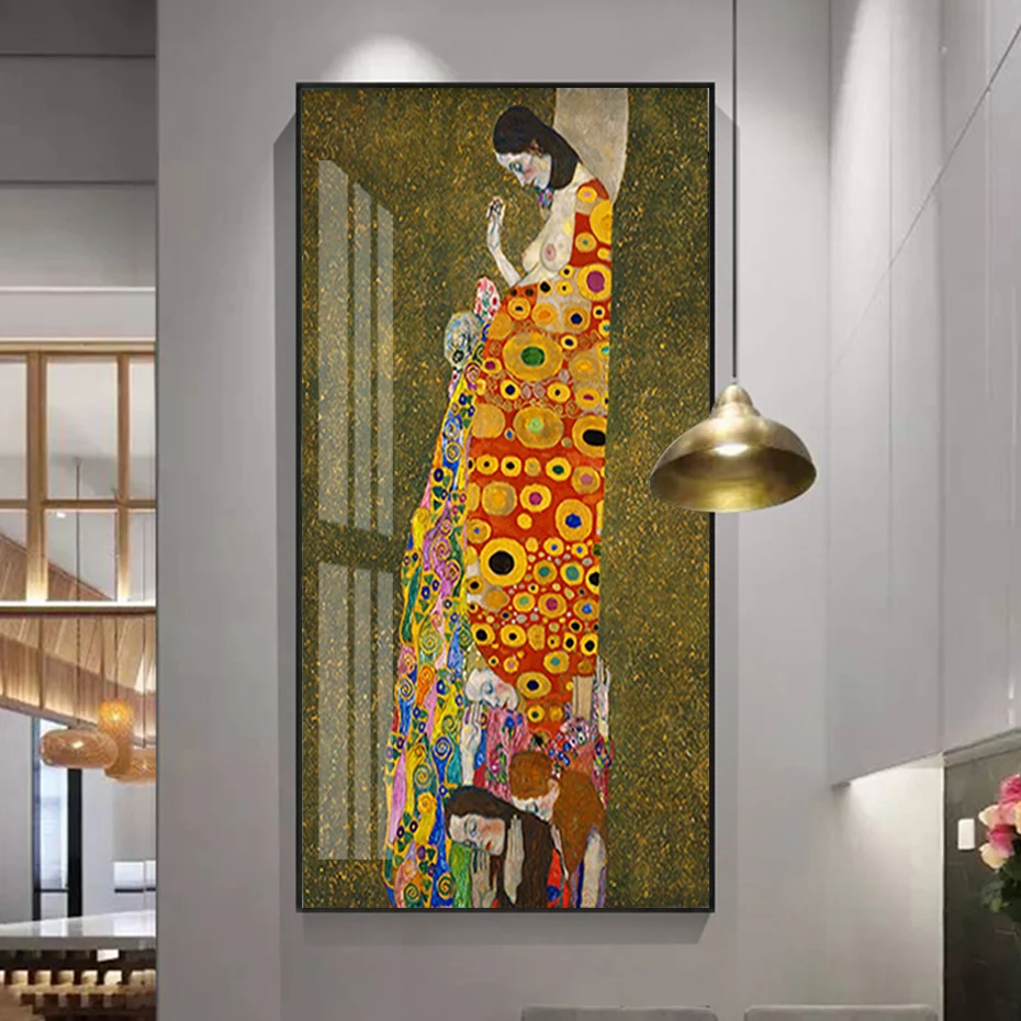 Kuss Von Gustav Klimt Hoffen, II Wand Kunstdruck Poster Leinwand malerei Home Dekorationen für Büro Schlafzimmer Wohnzimmer Keine Rahmen