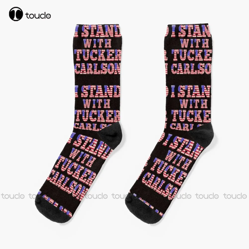 I Stand With Tucker Carlson Socks Socks For Girls Personalized Custom Unisex Adult Teen Youth Socks 360° Digital Printing