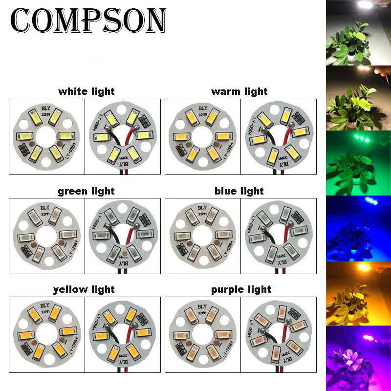 COMPSON High Brightness LED 5730SMD 5V Color Lamp Bead Light Board Bulb Round Transformation Light Source with Power 3W Dia 32MM