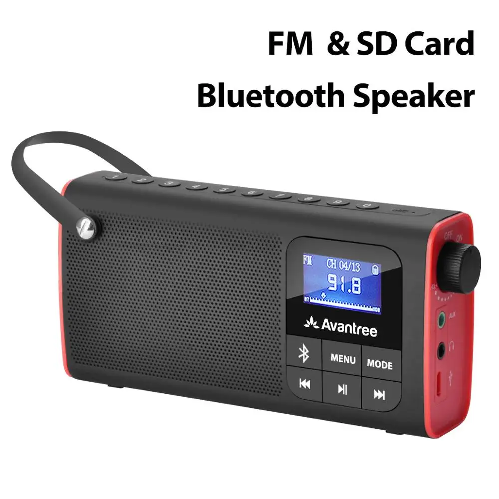 Avantree SP850 Portable FM Radio Bluetooth Speaker and SD Card  3-in-1, MP3 with Headphones Socket