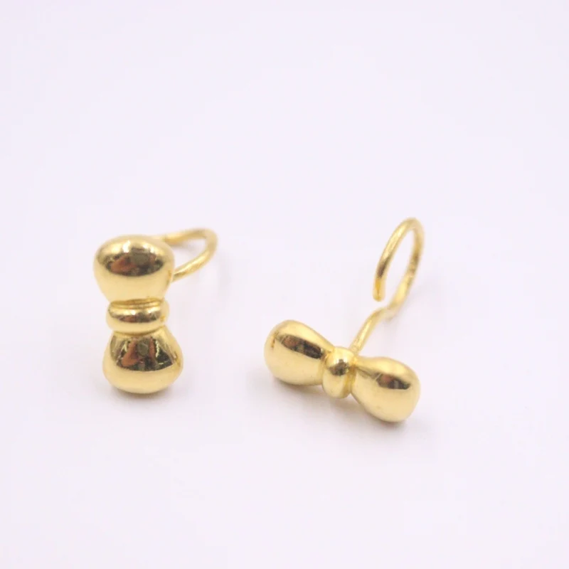 

New Solid Pure 24Kt Yellow Gold Earrings Women Bowknot Stud Earrings 1.6-1.8g 16x12mm