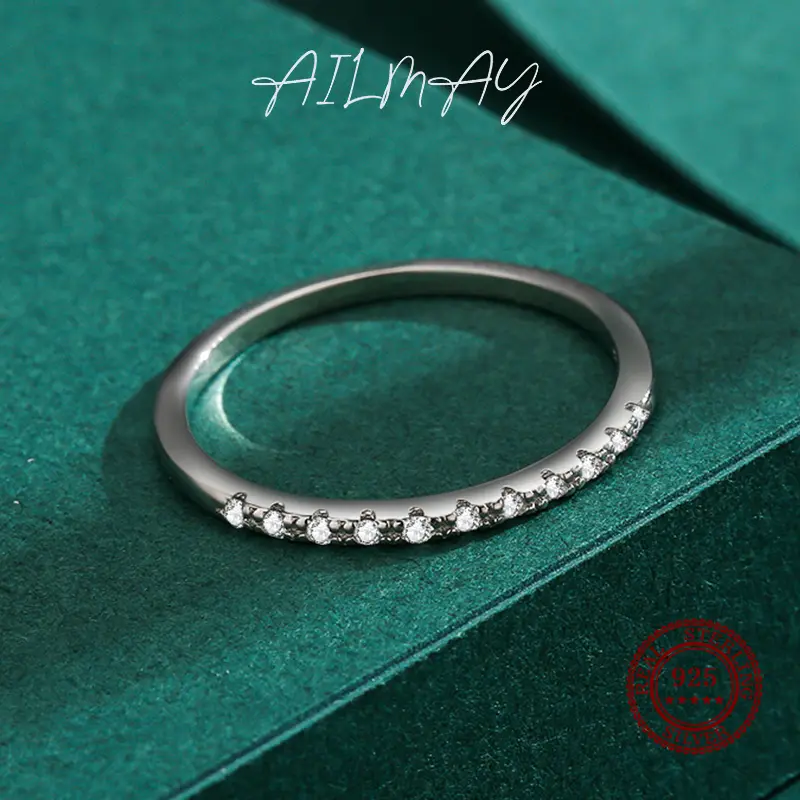 Ailmay 925 Sterling Silver Minimalist Fashion Stackable CZ Rings For Women Minimalist Fine Jewelry 2021 New Style - Image 3