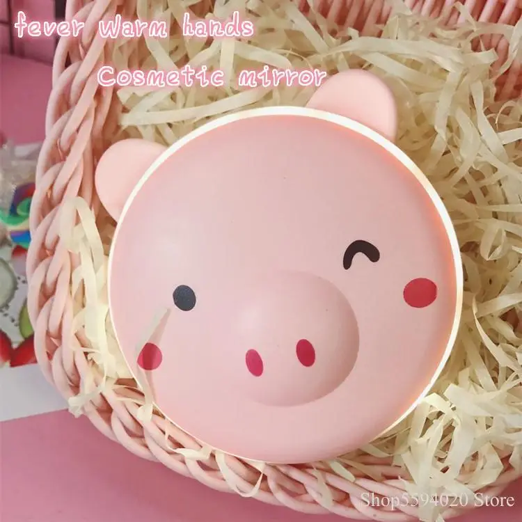 Pink Cute Piggy Night Light Warming Hand Treasure Led Fill Light Makeup Mirror Warming Baby Charging USB Egg Animal Make-up Lamp