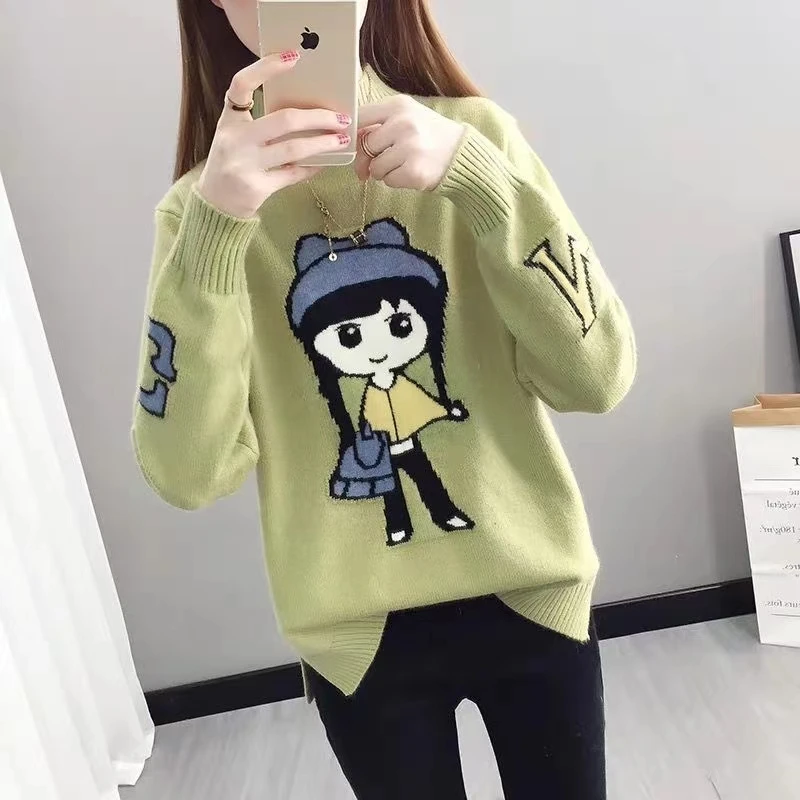 Cute Knit Sweater 2020 Womens Fall O-Neck Pullover Jumpers Female Long Sleeve Winter Tops