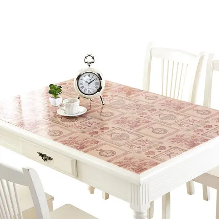 Rectangle PVC table cloth Color plastic pad thickened soft glass coffee table pad dining tablecloth Protect the table