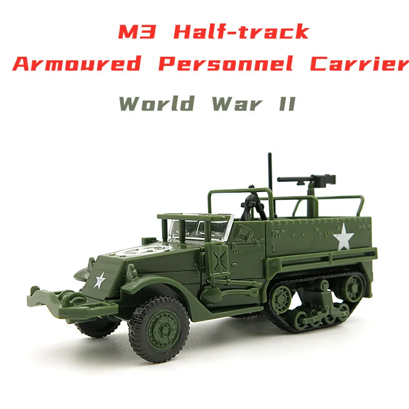 

1/72 M3 Half-track Armoured Personnel Carrier Assembling Model World War II US Military Vehicles DIY Chariot Toys