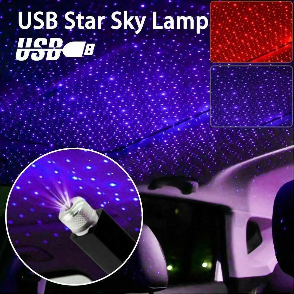 1 Pcs LED Atmosphere Car Roof Star Night Lights Projector Light Interior Ambient Night Starry Sky USB LED Decorative Lights