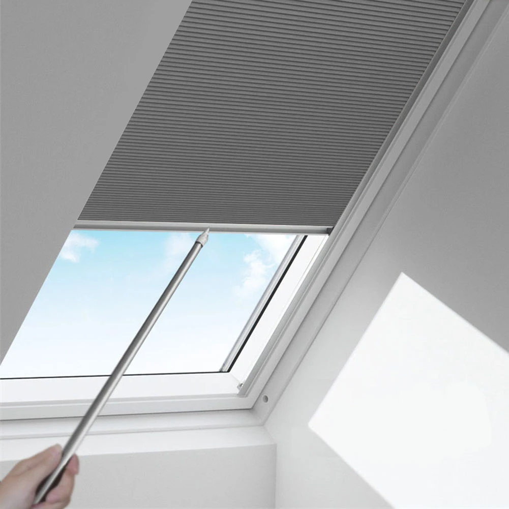 Cellular Cordless Honeycomb Blinds, Full Blackout Fabric Window Shades, Manual Pattern, Skylight