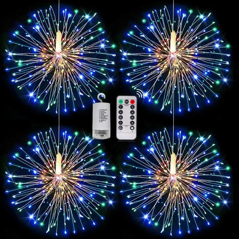 Batteriebetriebene LED-Lichterkette mit Löwenzahn, wasserdicht, Kupferdraht, Weihnachtsgirlande, Feuerwerk, Lichterkette, Garten, Hochzeitsdekoration