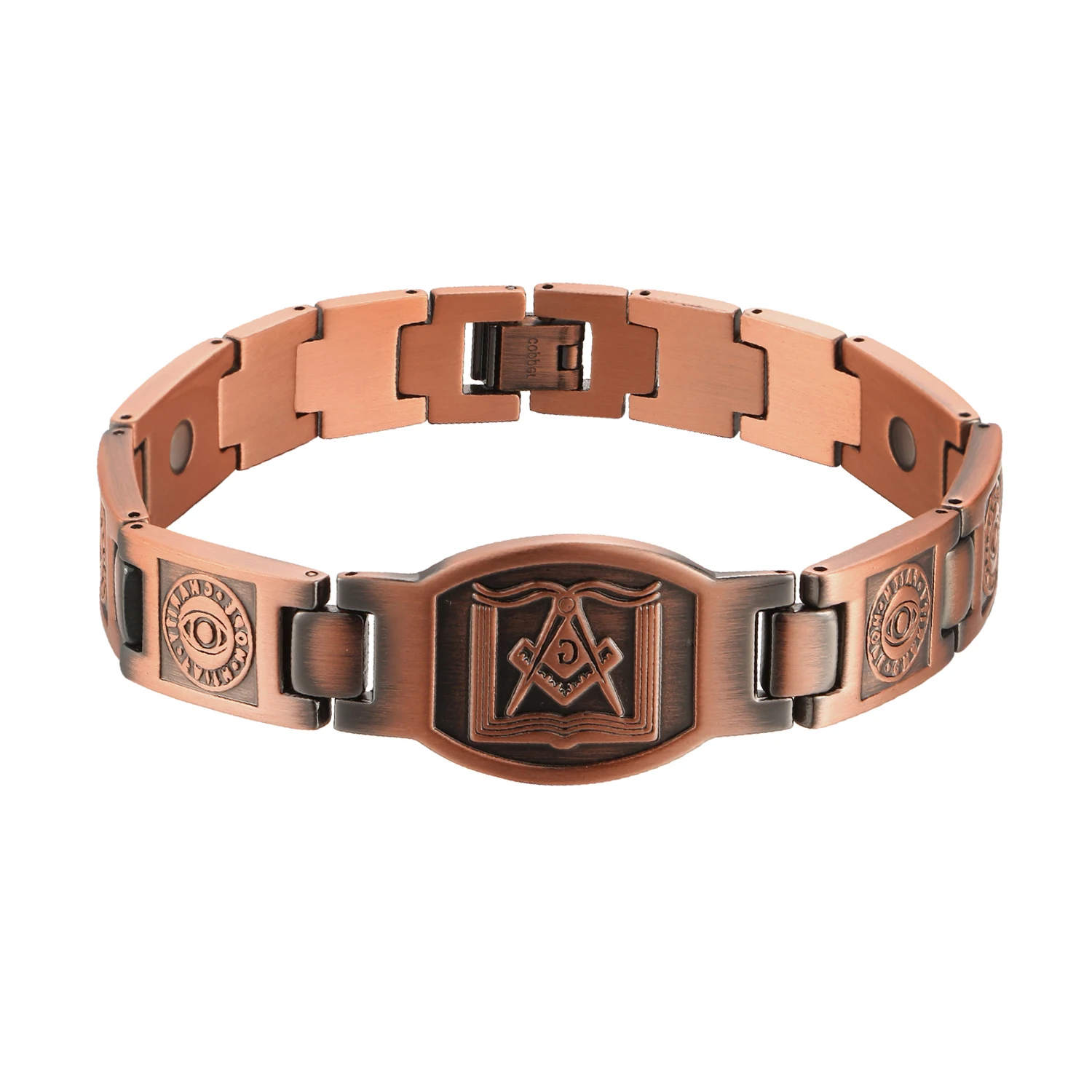 Pure Copper Bracelets for Men 15mm Health Energy Magnetic Therapy Bracelet Benefits Arthritis Relief Chain Link Bracelet Male