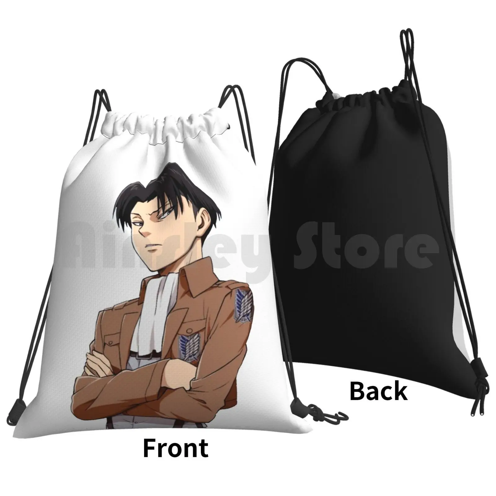 Levi Backpack Drawstring Bag Riding Climbing Gym Bag Aot Anime Hearts Manga