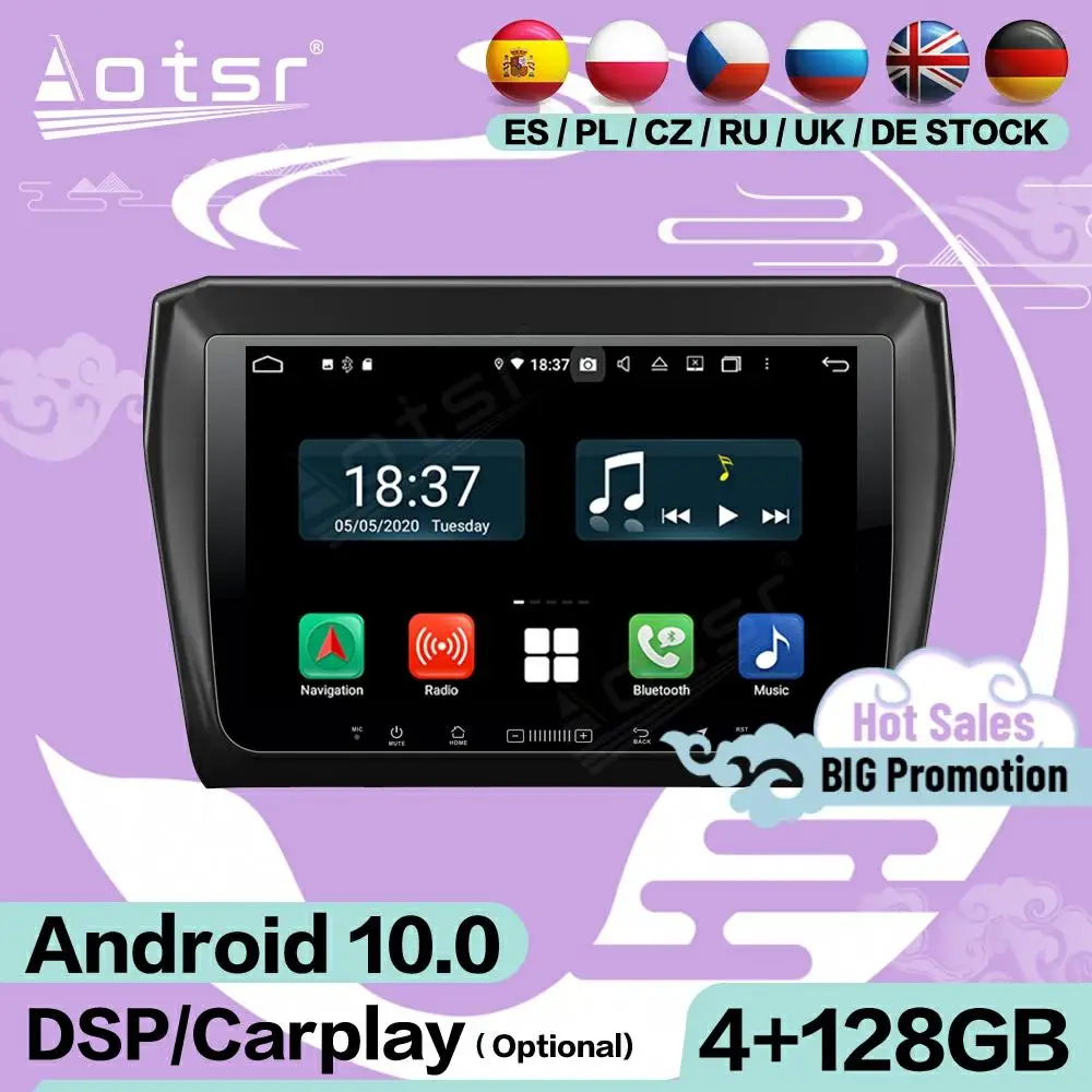 128G Carplay Multimedia Stereo Android For Suzuki Swift 2017 2018 2019 GPS Navigation Video Auto Audio Radio Receiver Head Unit