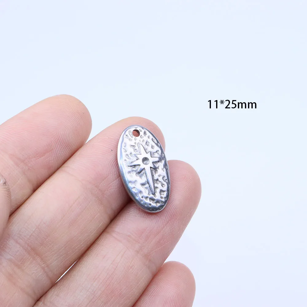 5pcs 11*25mm Wholesale Stainless Steel High Quality Oval Star Charms Pendant DIY Necklace Earrings Bracelets Unfading 2 Colors