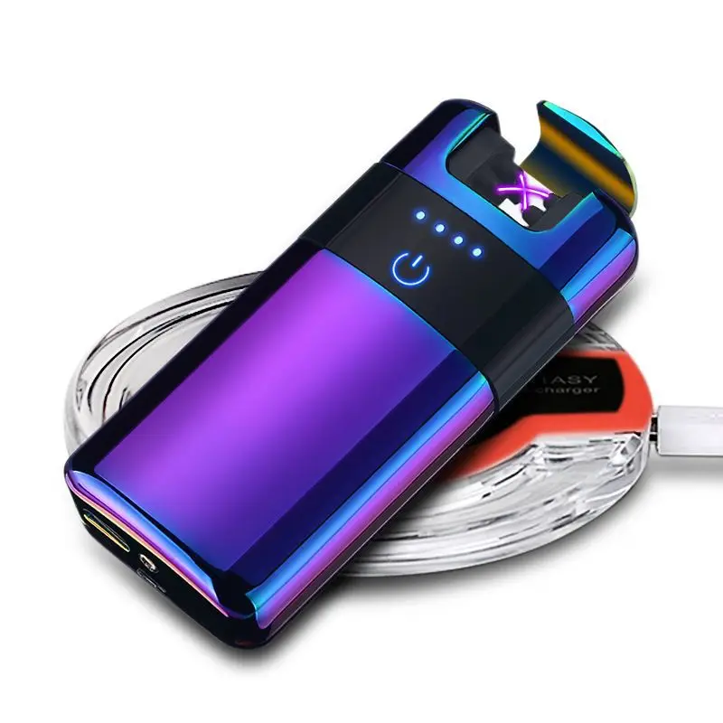 Wireless Charging Windproof Lighter Touch Screen Switch Power Display Double Arc Electric Plasma Pulse Lighters WIth Gift Box