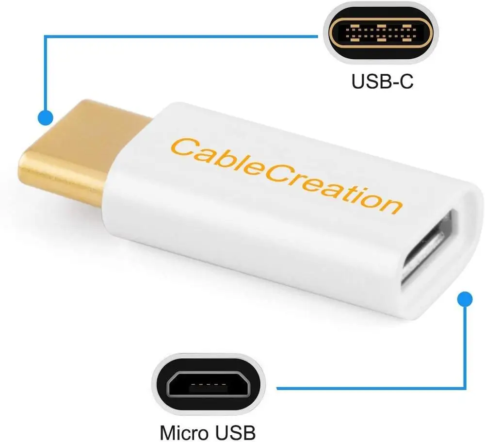 USB C to Micro USB Adapter 2-Pack,USB Type C Adapter Micro USB to USB-C Converter with 56K Resistor,Compatible for Galaxy S9/9+