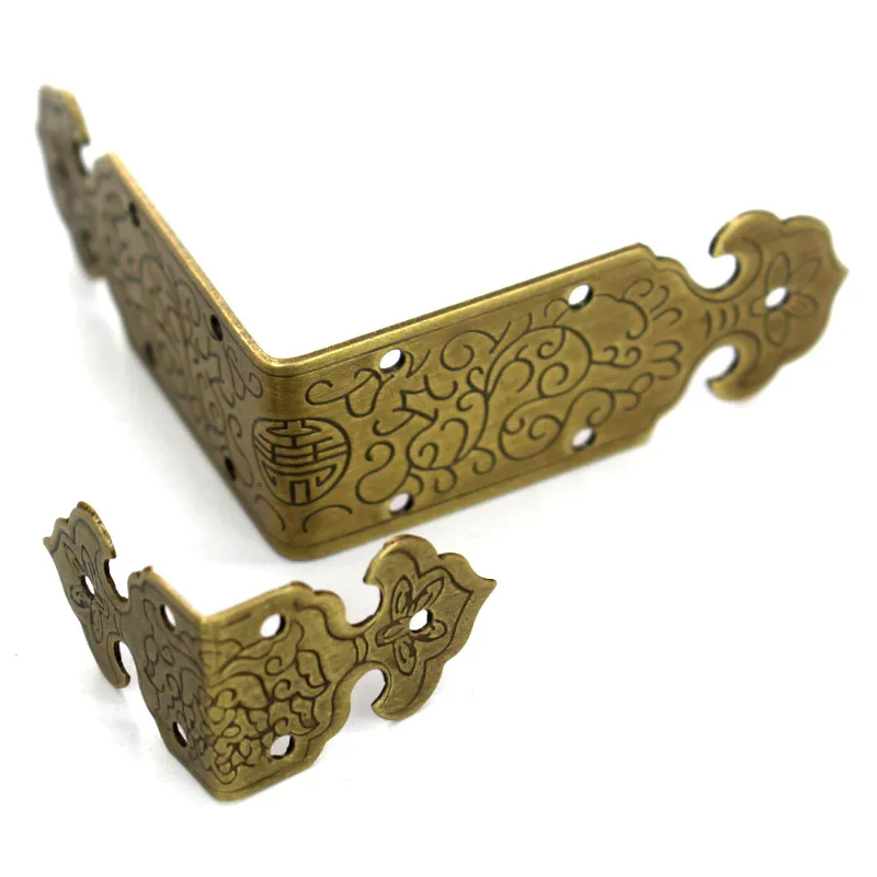 10 pcs Antique Chinese Brass Corner Bracket Furniture Desk Cabinet Jewelry Box Wooden Case Decorative Hardware Part