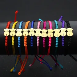 Cute Bear Brand Stainless Steel Bear Bracelet Men Women Fashion Thread String Braid Adjustable Lucky Friendship Bracelet Jewelry
