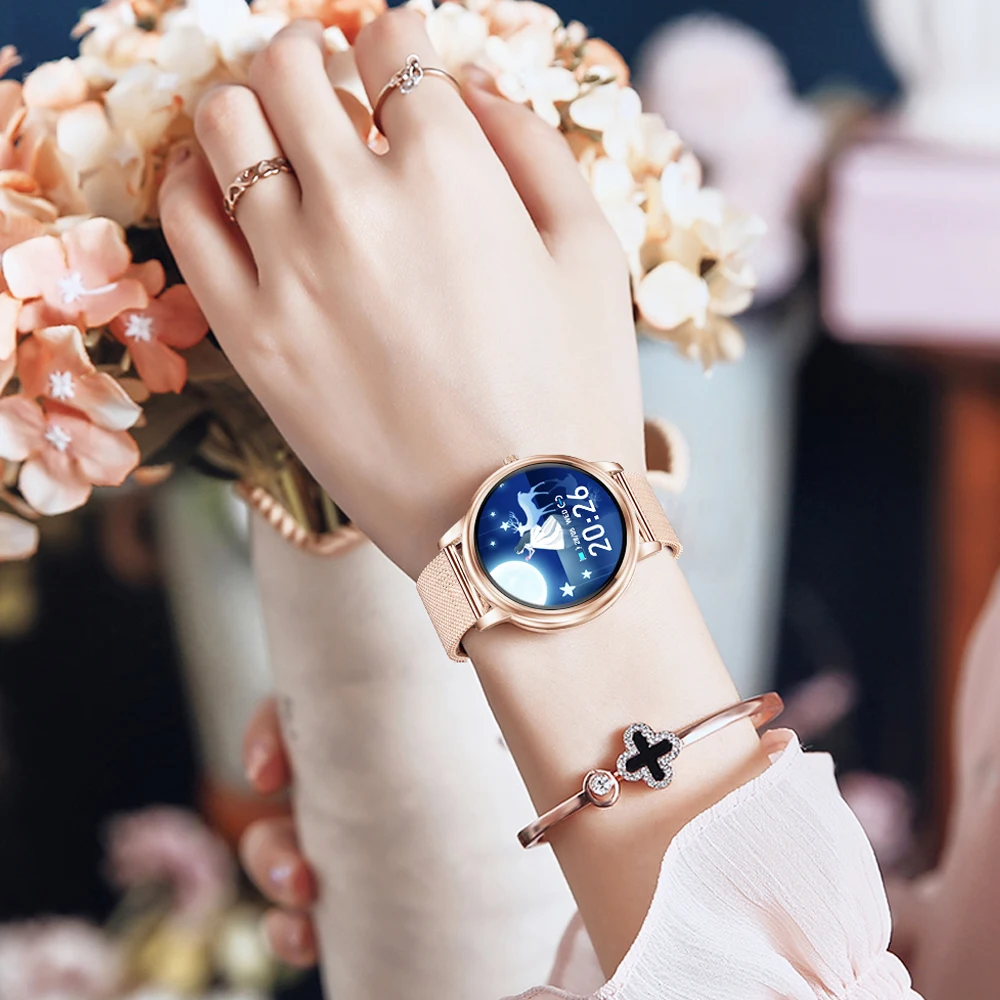 FIOMI FK20 Relógio Inteligente Feminino Moda Toque Relógios Esportivos S91smart Wear Monitor de Frequência Cardíaca Pulseira Fitness Pedômetro Relógio Inteligente Pulseira Presente para iphone Xiaomi huawei presente de