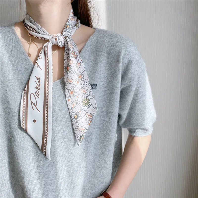 Small Silk Scarf Spring and Summer Decorative Hair Band Korean Versatile Bandage Ribbon Small Scarf