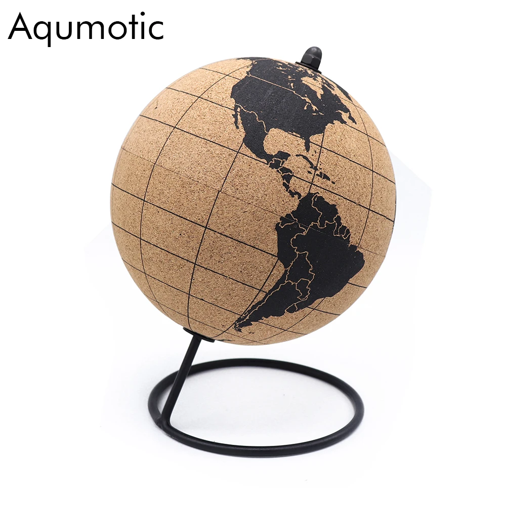 Aqumotic Cork Globe Decoration No Word 1pc World Message Board with Push Pins Large and Small Office Table Decora