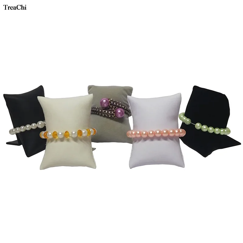 Velvet Watch Pillow Display Stand Jewelry Storage Organizer Holder PU Bracelet Bangle Display Cushion Rack Jewelry Display Stand