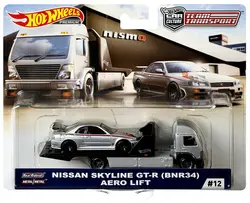 Hot Wheels Team Transport NISSAN SKYLINE GT-R BNR34 & AERO LIFT  Car Culture Metal Diecast Model Car FLF56