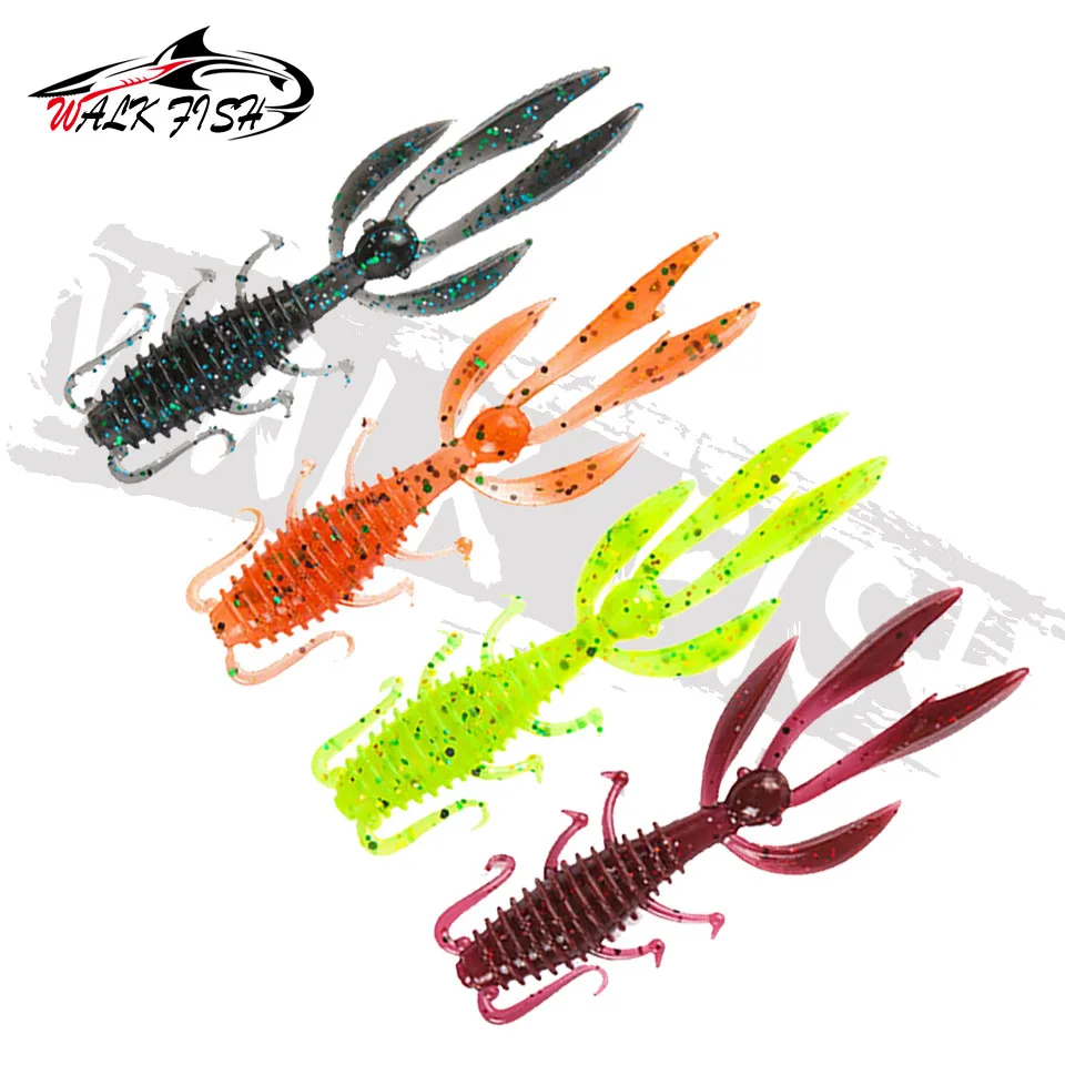 WALK FISH 10PCS/Lot Shrimp Fishing Lure 65mm 75mm Silicone Soft Bait Wobbler Attractive Soft Swimbait Artificial Bait For Bass