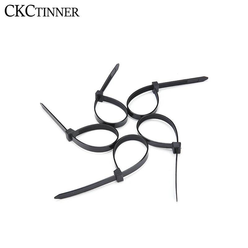 Self-Locking Plastic Nylon Cable Tie, Black, Wire Wrap, Fasten Organizer, 3x80mm, 3x100mm, 3x200mm, 4x200mm, 4x300, 100 PCes