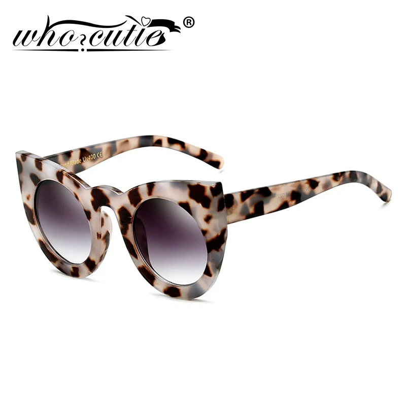 WHO CUTIE Vintage Small Round Cat Eye Sunglasses 90s Women Brand Designer Tortoise Shell Retro Sun Glasses Female Sunnies S014