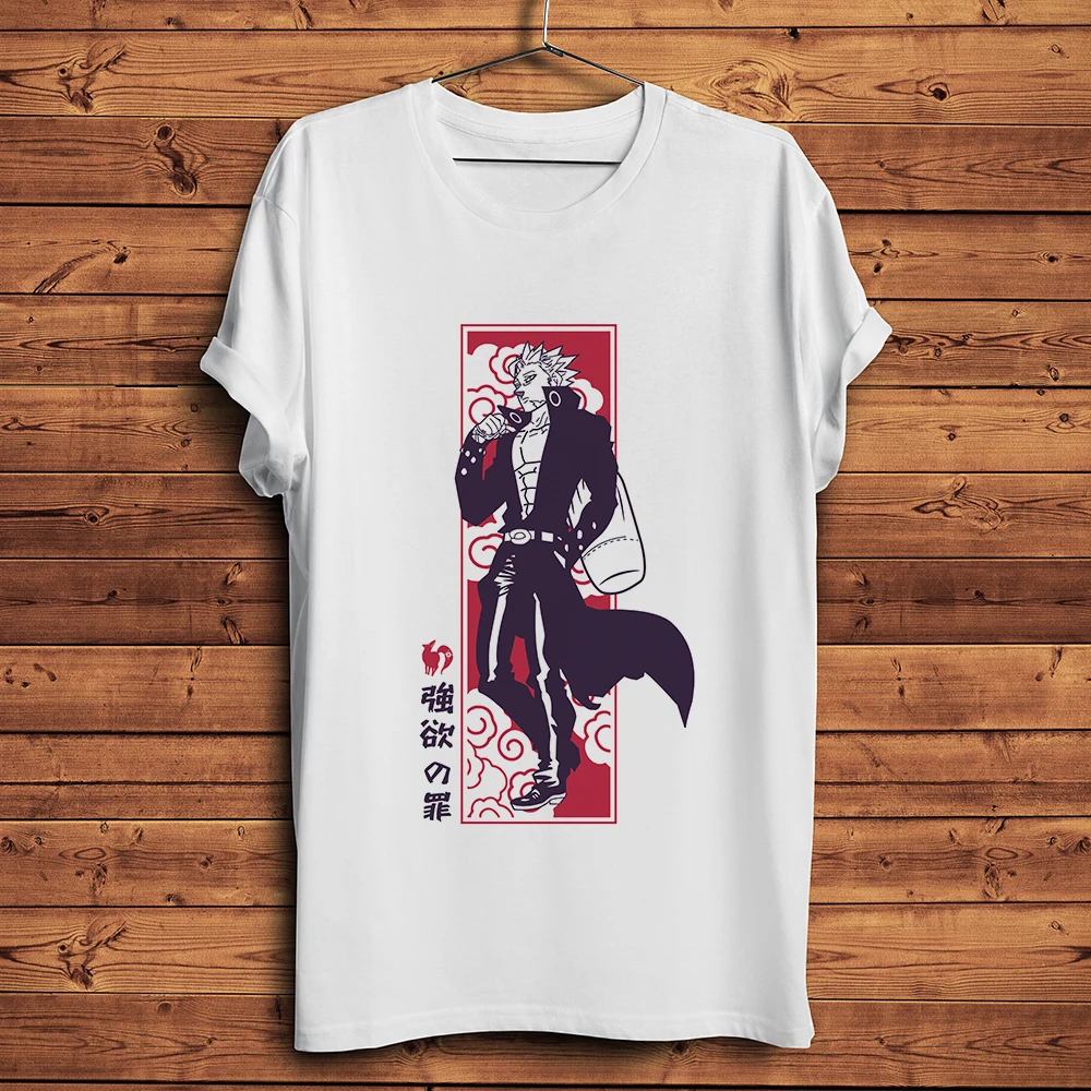 Camiseta divertida de anime Seven Sins Greed Ban Nanatsu no taizai, camiseta de manga corta para hombre, camiseta informal blanca para hombre, ropa de calle unisex