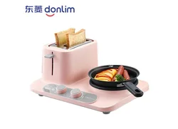 Donlim DL-3405 3in1 Bread maker Coffee roaster household breakfast machine Fried Eggs steamer pan pink diy cooker 220-230-240v
