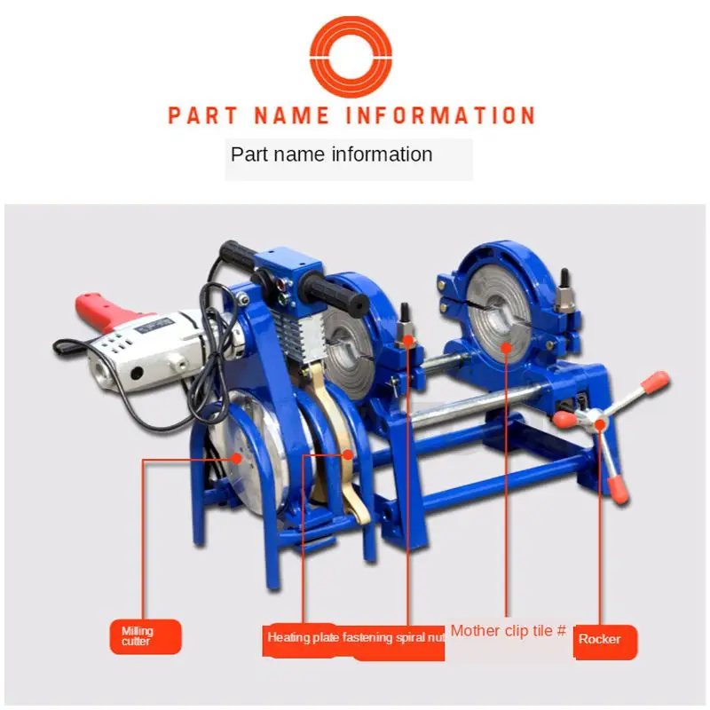 PE63-200 Hand Push Type Butt Welding Machine PE Fusion Welding Machine Pipe Hot Melt Machine Precision PE Butt Fusion Welder