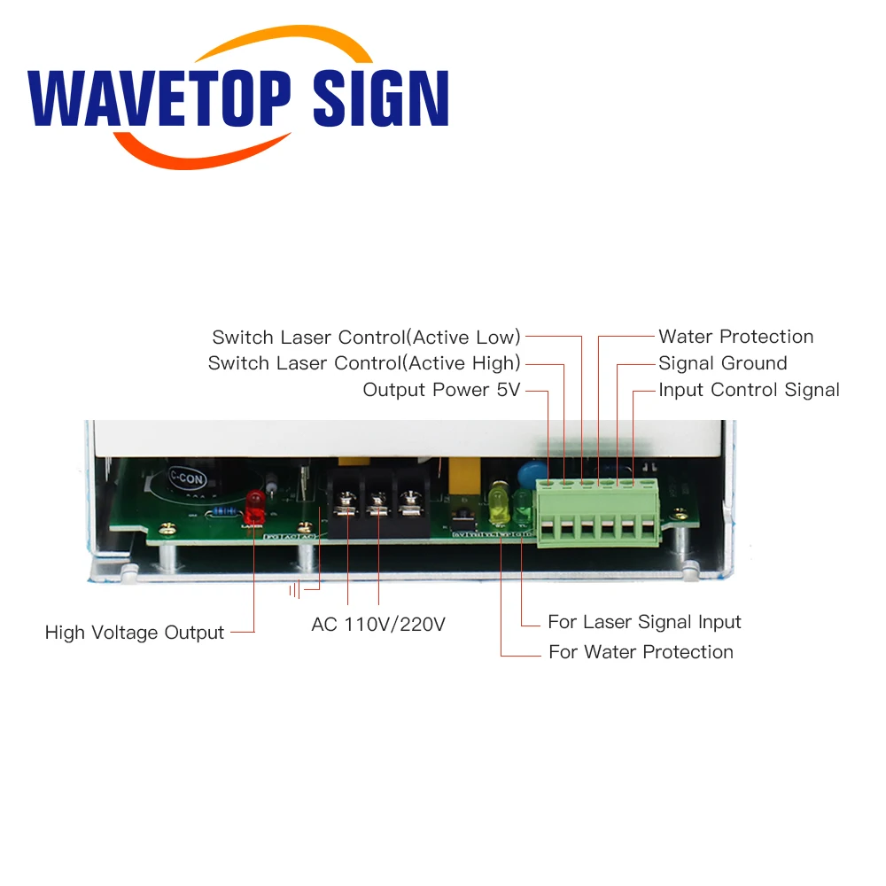 WaveTopSign 80 Вт DY10 Co2 лазерный источник питания 110 В 220 В для RECI W1/Z1/S1 Co2 лазерная трубка семейная серия