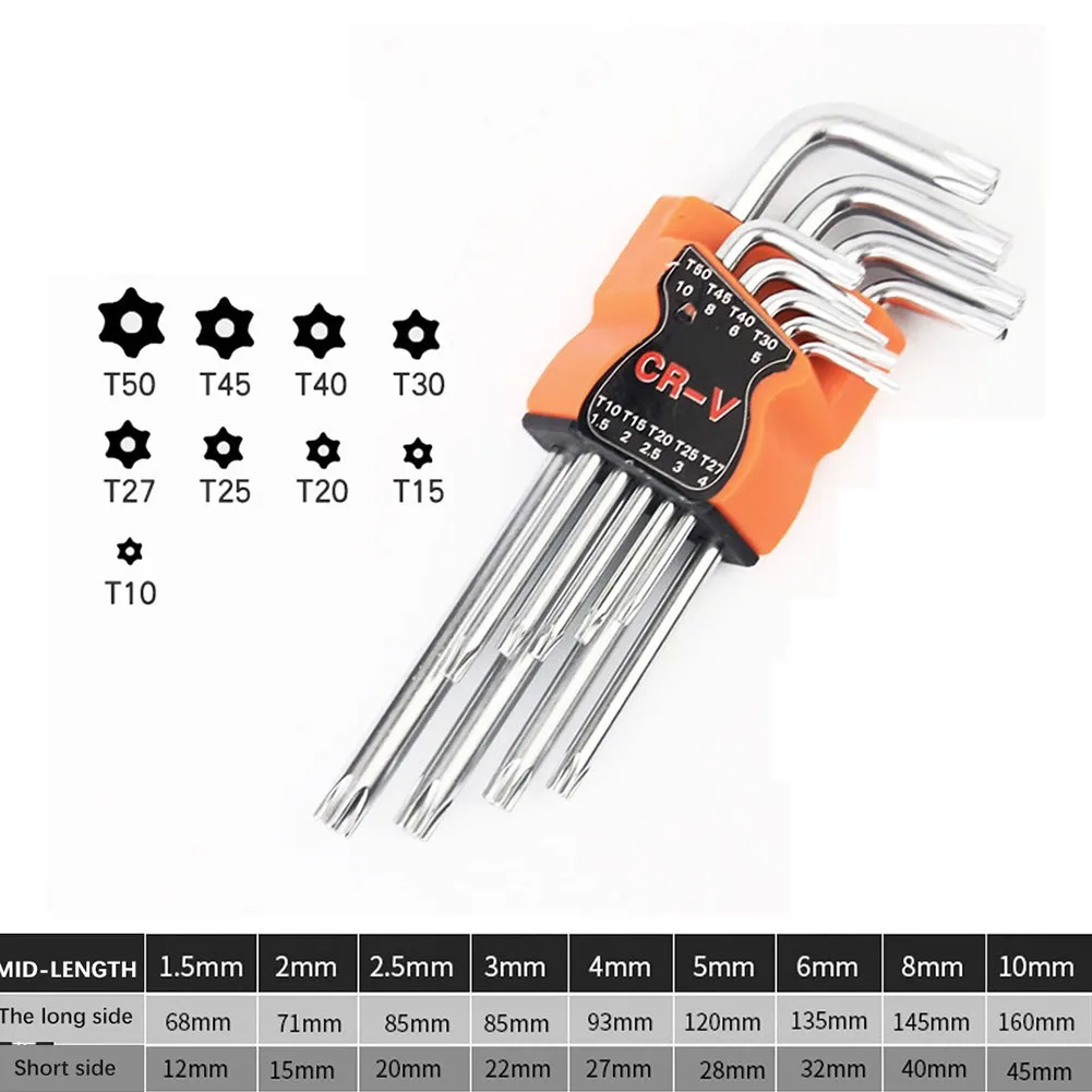 9pc Double-End Screwdriver Tamper Proof Torx Star Wrench Hex Key Set Hand Tools Security Tamper Proof Screw Driver T15 Bits