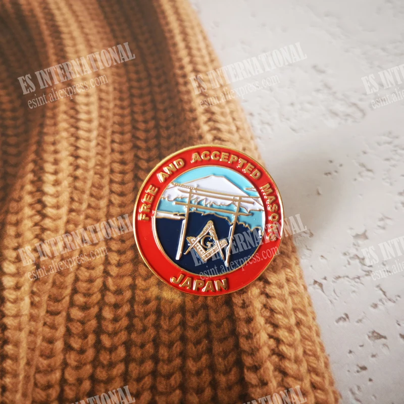 Masonic Lapel Pins Badge FREE AND ACCEPTED MASONS Freemason BLM66 Japan Country Fujiyama 2.5cm  Exquisite Present Accessory