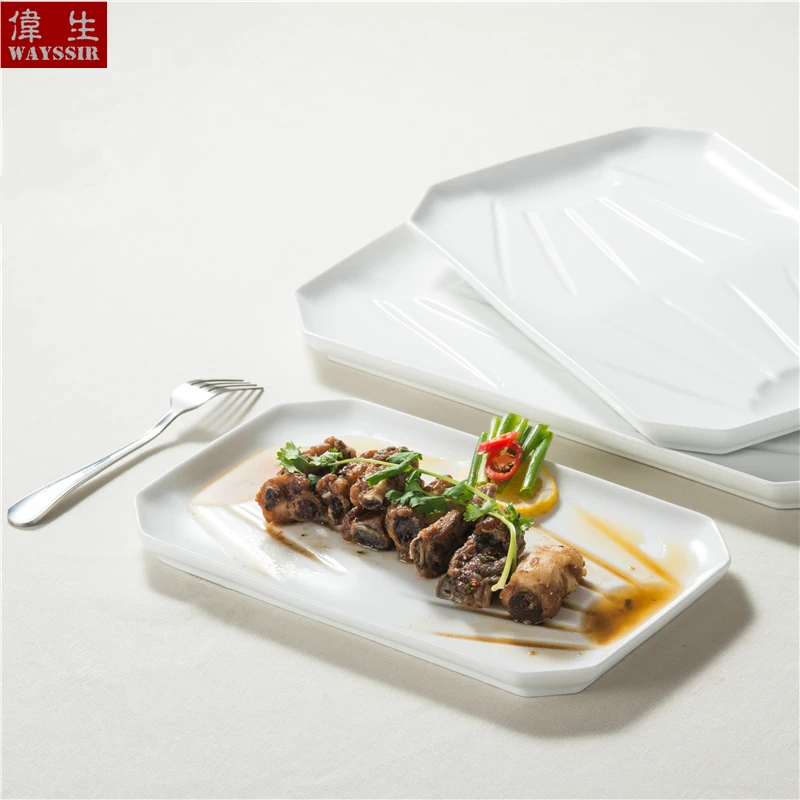 White Porcelain Restaurant Hotelware Dinner Plate, Healthy Life, Oil Filter Rectangular, Home Use Ceramics Dish, High Quality