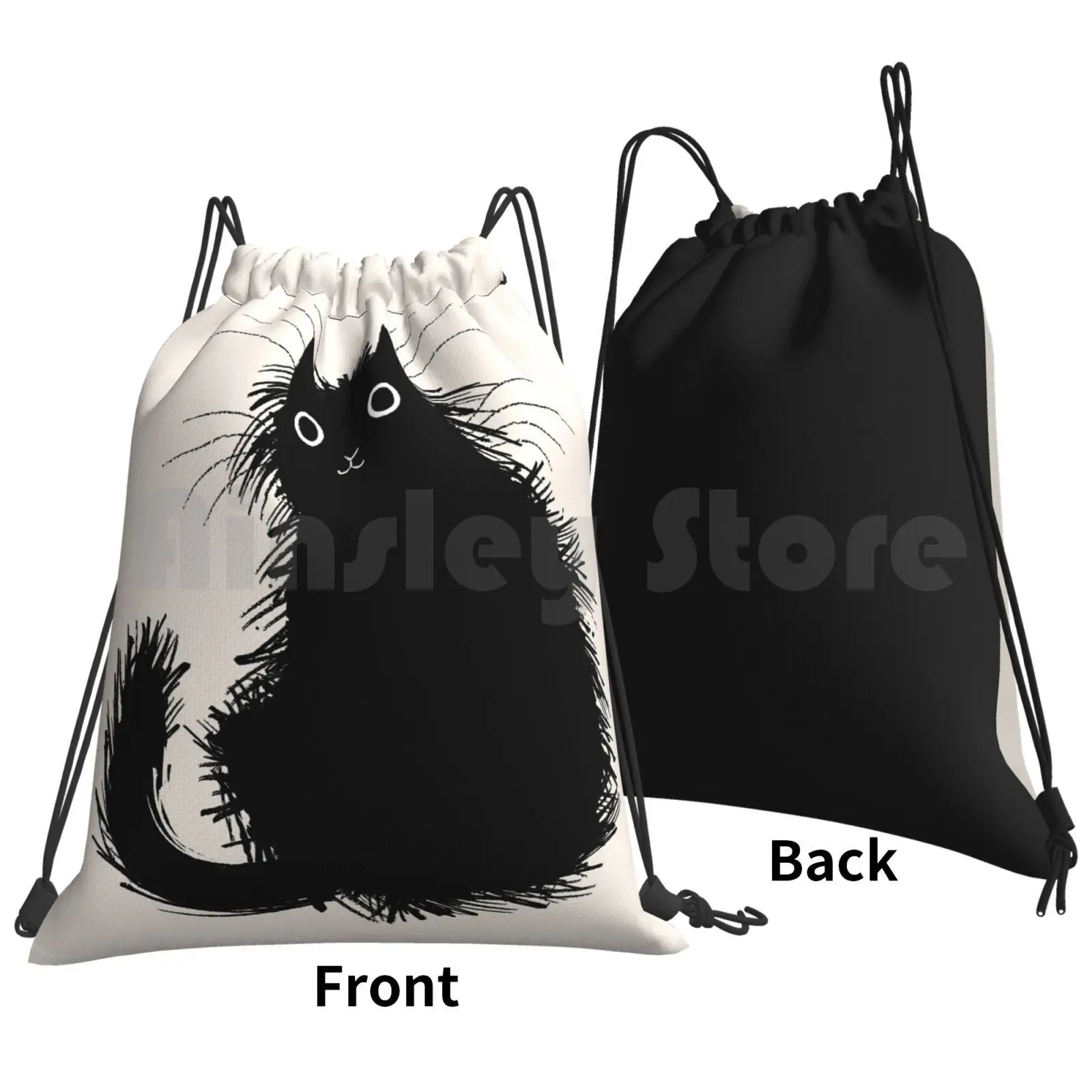 Moggy Backpack Drawstring Bag Riding Climbing Gym Bag  Cats Cat Black And White Cute Funny Kittens Kitten And Animals Animal