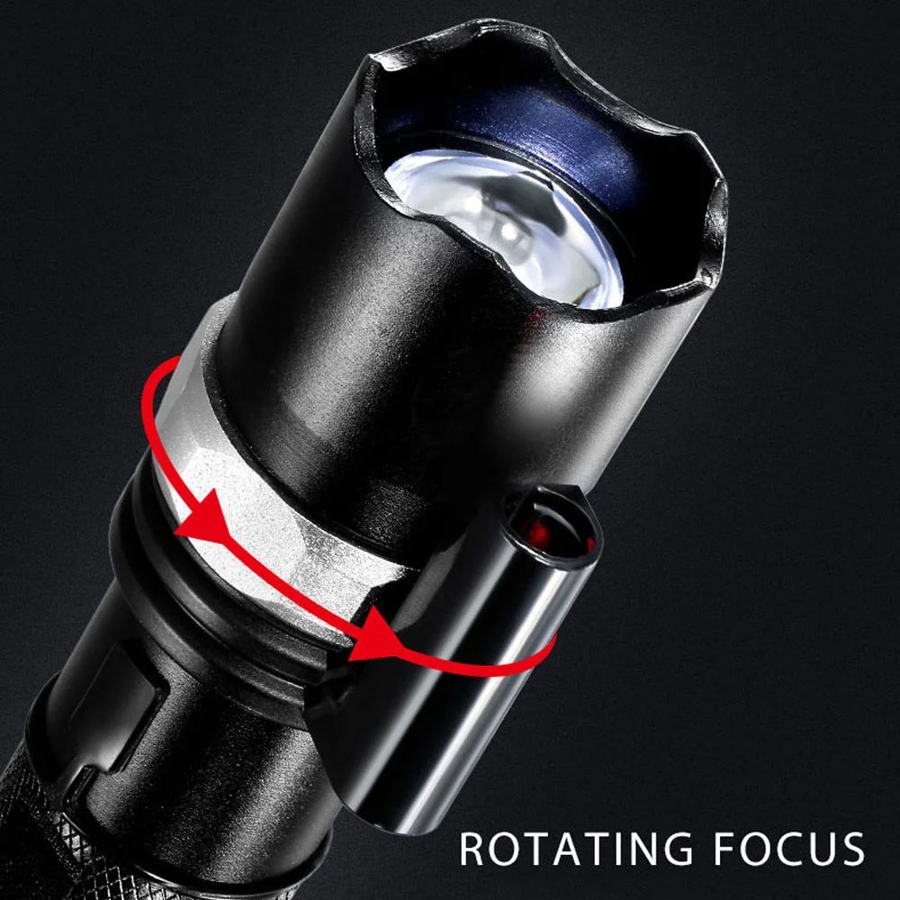 Led flashlight Ultra Bright torch Camping light 3 Mode Zoomable Bicycle Light use AAA 18650 battery Tactical Red laser Lamp