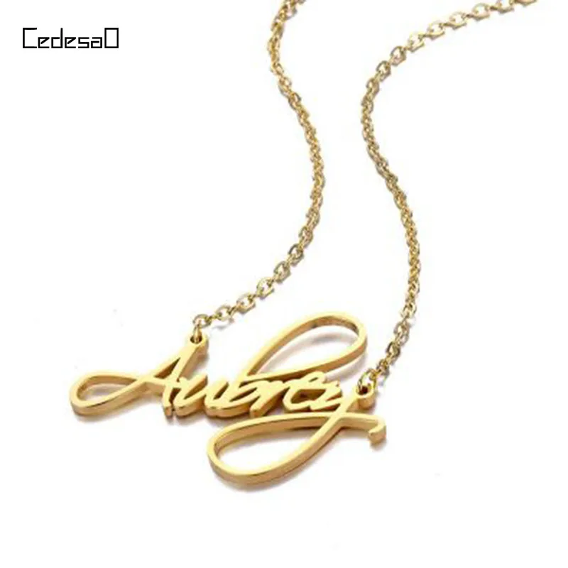 

Luckly Personalized Drawing Name Choker Gold Color Name Necklace Custom Jewelry for women