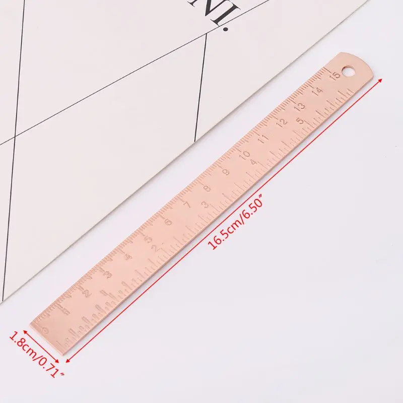 Vintage Brass Ruler Label Book Mark Cartography Painting Measuring Tool Office School Stationery 19QA