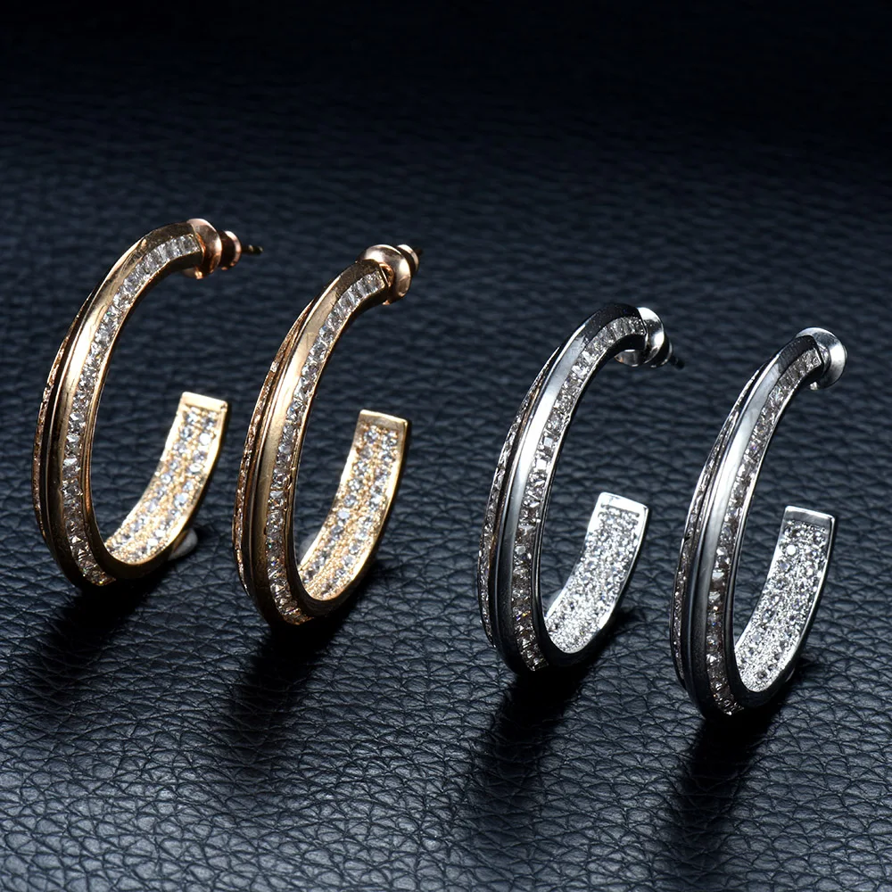 

HIBRIDE Elegant Cubic Zirconia Circle Round Hoop Earrings for Women Fashion Jewelry Accessories brincos para as mulheres E-867