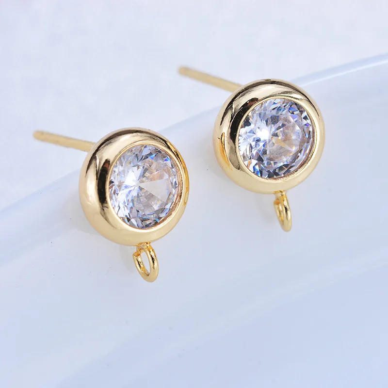 

WT-RWJ017 Fashion Earring accessories Cubic Zirconia with Gold Electroplated earring stud for earring making wholesale