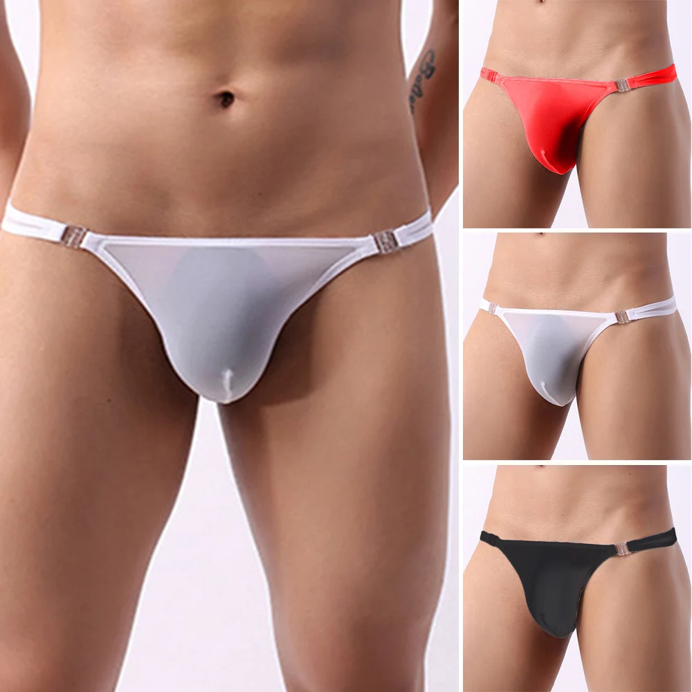 Men\'s Sexy Low Rise Breathable Briefs Button Panties Knickers Underwear Nylon Thongs Men Sexy Button Bikini Briefs Gay G-string