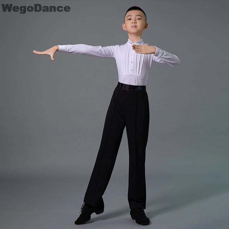 New Boy Latin Dance shirt bodysuit Wear Black Tango top Samba Rumba Competition Pant Child Ballroom Dancing Clothes 110-170CM