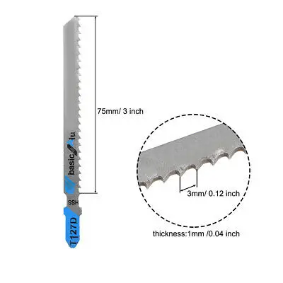 Jig Saw Blades Set for Wood T Shank 4' Length 3mm Pitch T127D Fast Cut PVC 5pcs